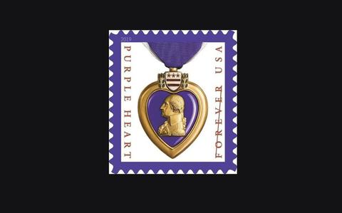 Postal service to release redesigned Purple Heart forever stamp